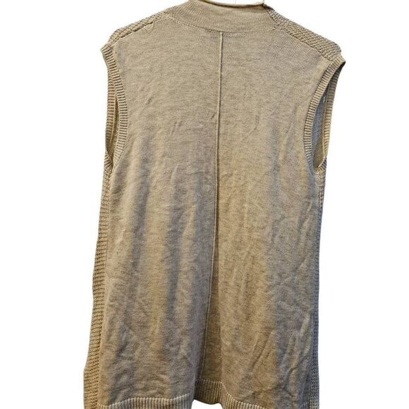 H By Halston Cream Knit long Open Cardigan Vest Size Medium - Picture 3 of 7